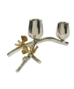 Bougeoir Aluminium Argent/or H10.5