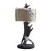 LAMPE BOIS D'ELAN+ABJ FOURRURE 2 LAMPE BOIS D'ELAN+ABJ FOURRURE -Intérieure Décoration Magasin lampe bois d elanabj fourrure