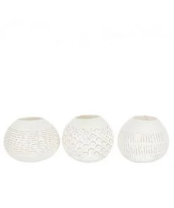 PHOTOPHORE NOIX COCO LIGNES BLANC