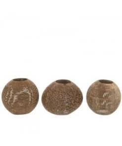 PHOTOPHORE NOIX COCO LIGNES MARRON