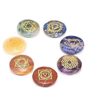SET 7 Pierres Dures Symboles Chakra 3cm 3 SET 7 Pierres Dures Symboles Chakra 3cm