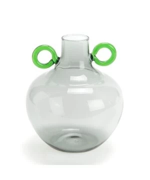 Vase Rond Gris Anse Verte H16 3 Vase Rond Gris Anse Verte H16